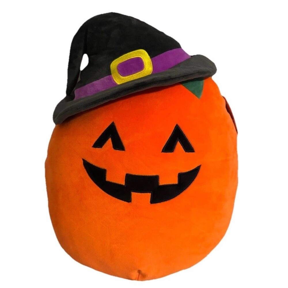 New Squishmallows Official 16“ Paige the Orange Soft Jack-O'-Lantern Witch Hat